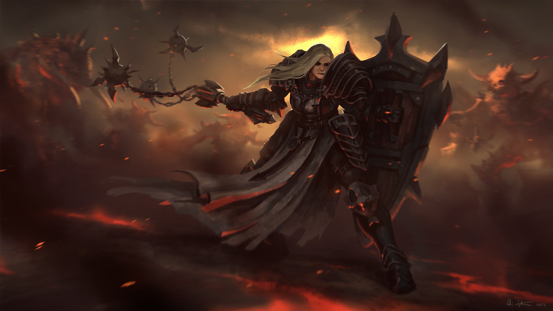 art diablo iii reaper of souls croisé fille bouclier arme monstre