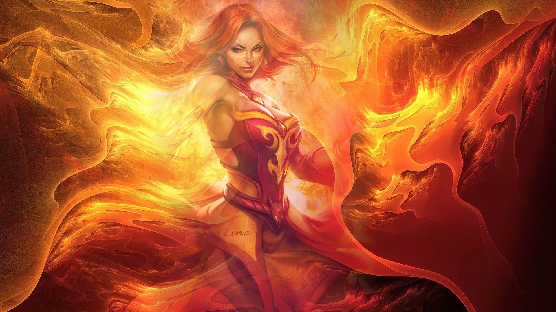protéger les anciens dota lina fille flamme décoration magie