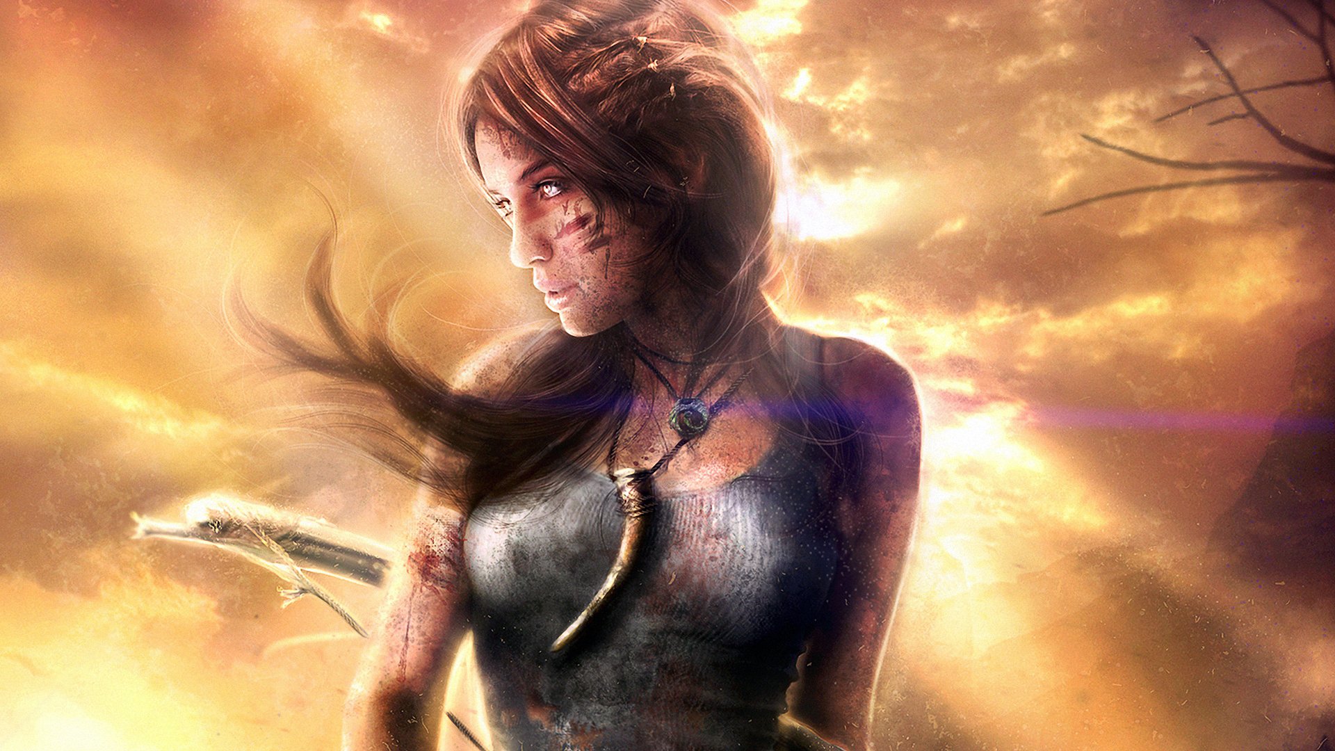 art tomb raider lara croft fille fang vent