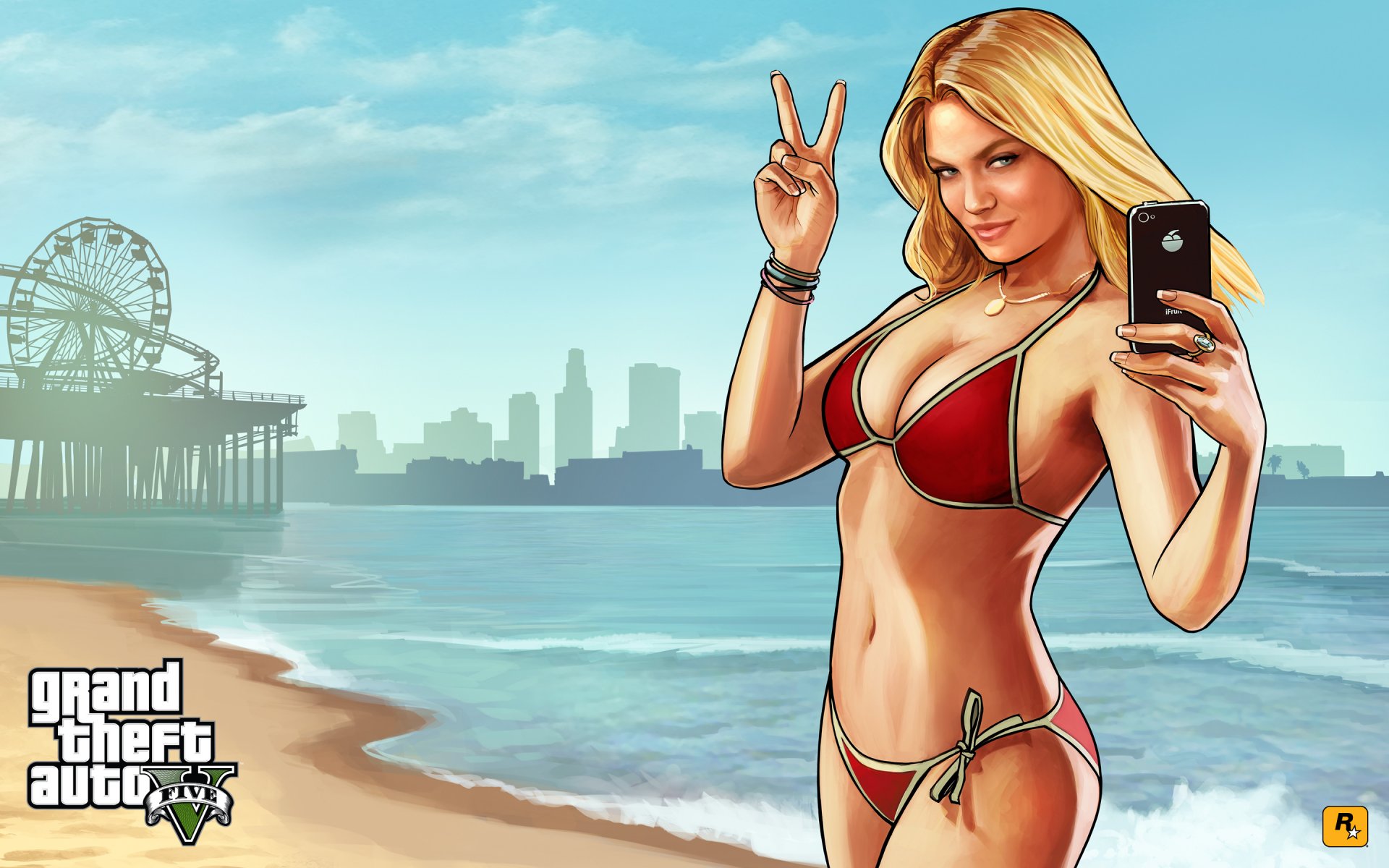grand theft auto v gta5 fille plage los angeles santa maria mer