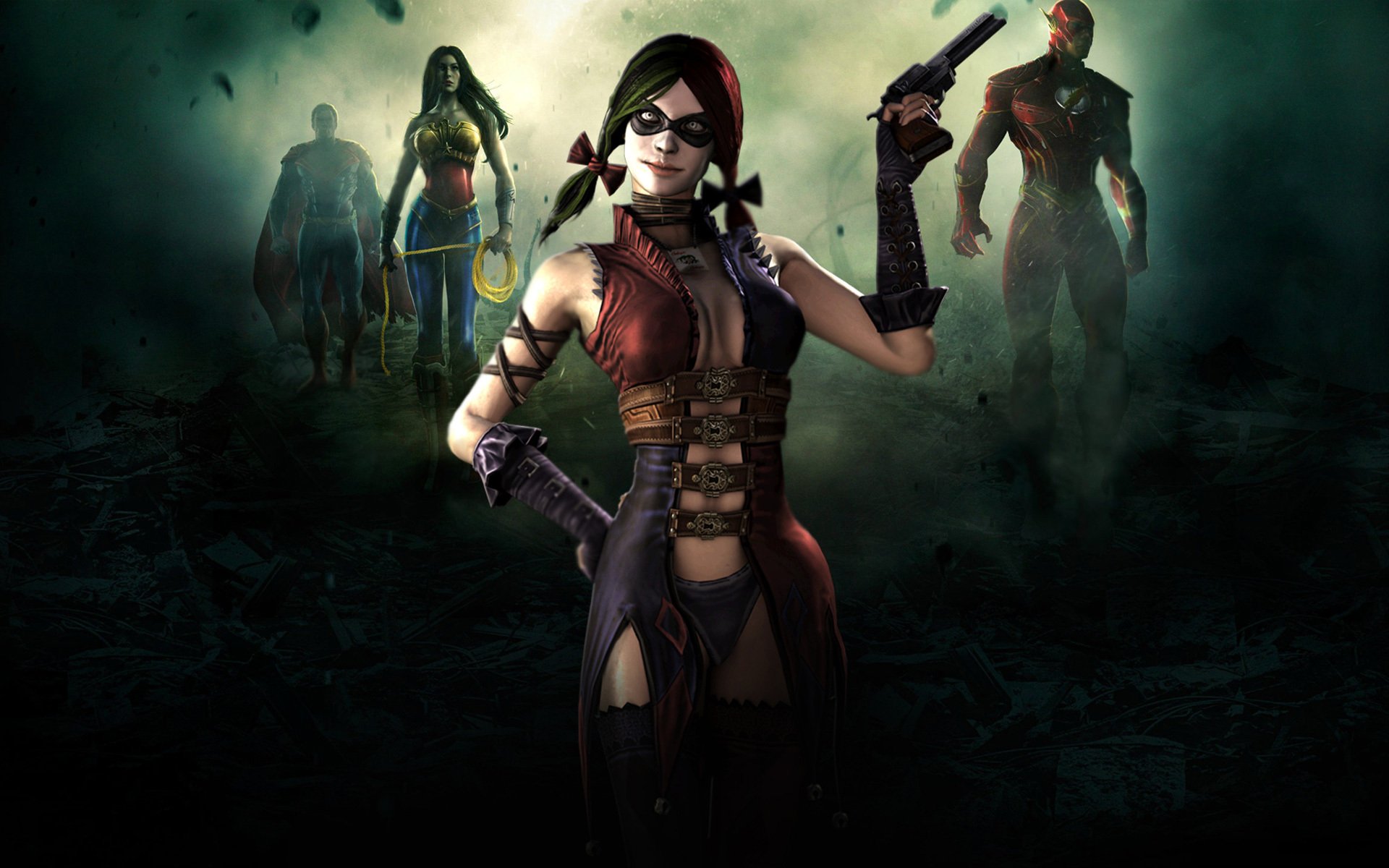 injustice: dieux parmi nous lutte wonder woman superman flash harley quinn