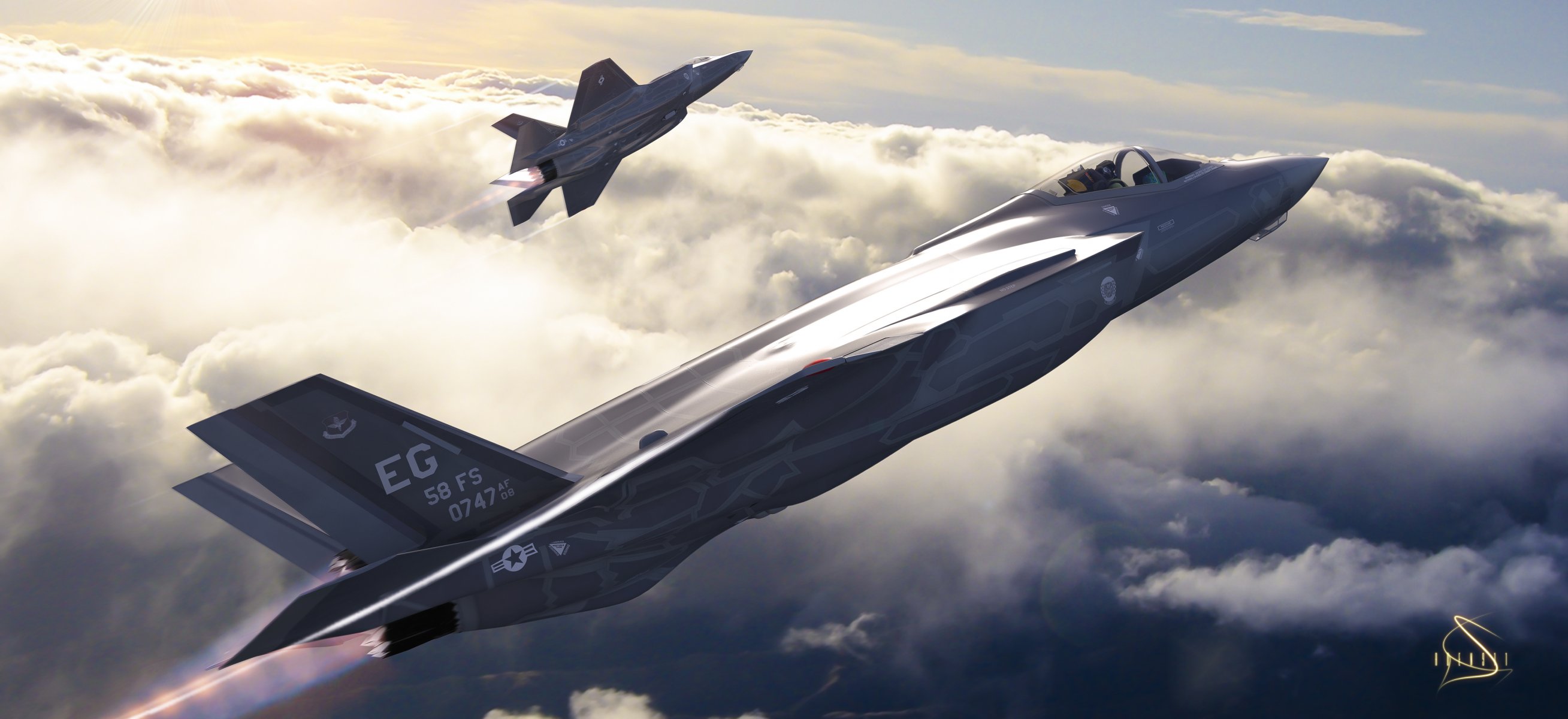 f-35 lightning ii américain chasseur bombardier cinquième génération avion aviation art
