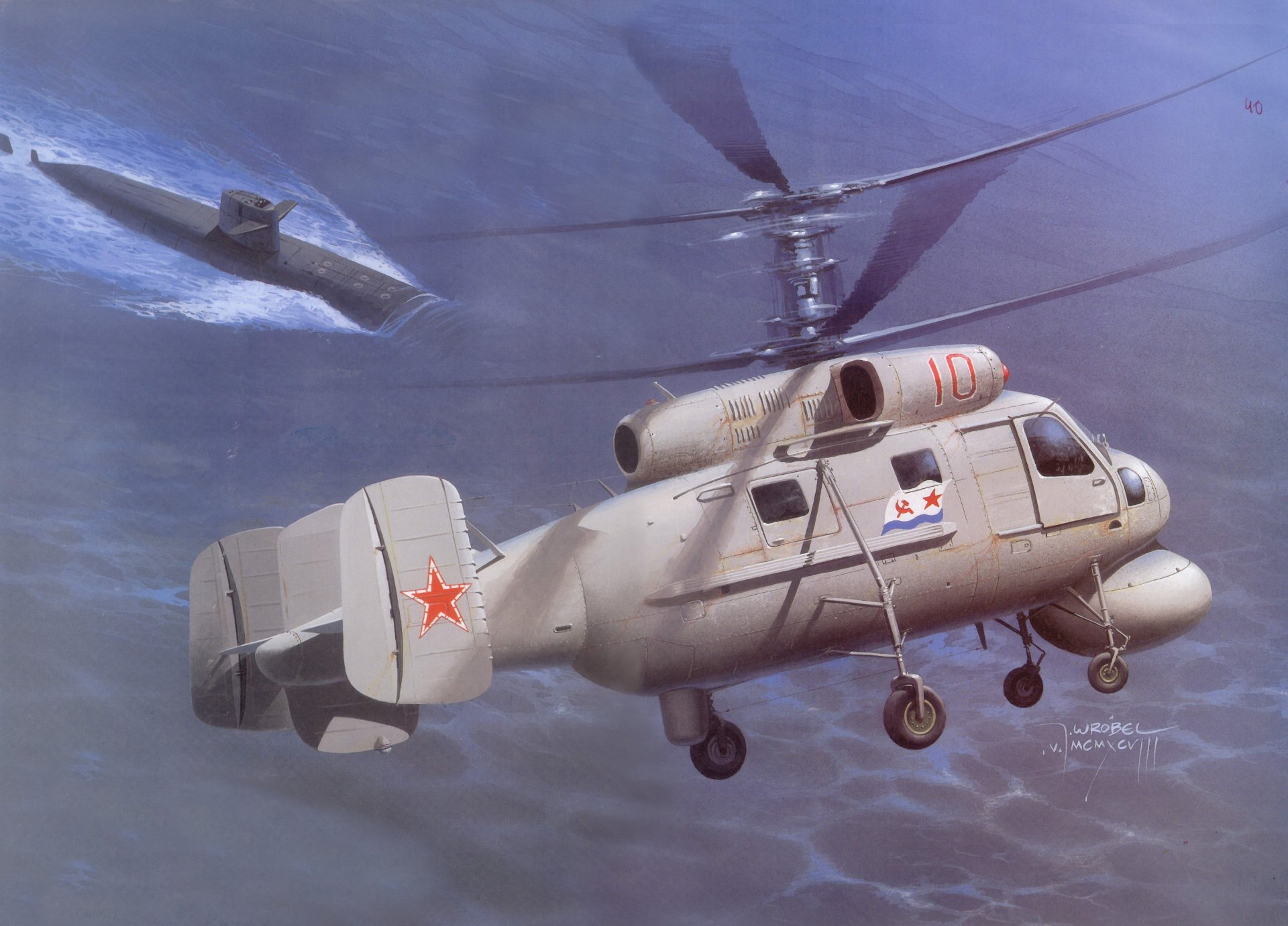 ciel ka-25 soviétique anti-sous-marin navire base eau mer sous-marin bateau dessin
