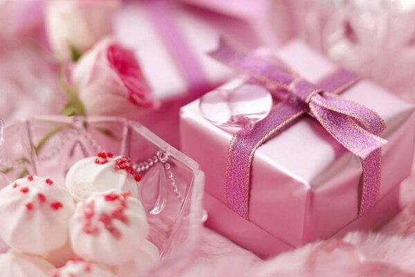 Décoration de cadeau délicate en rose