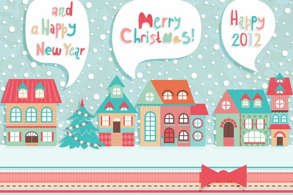 Carte de Noël avec rue de la ville