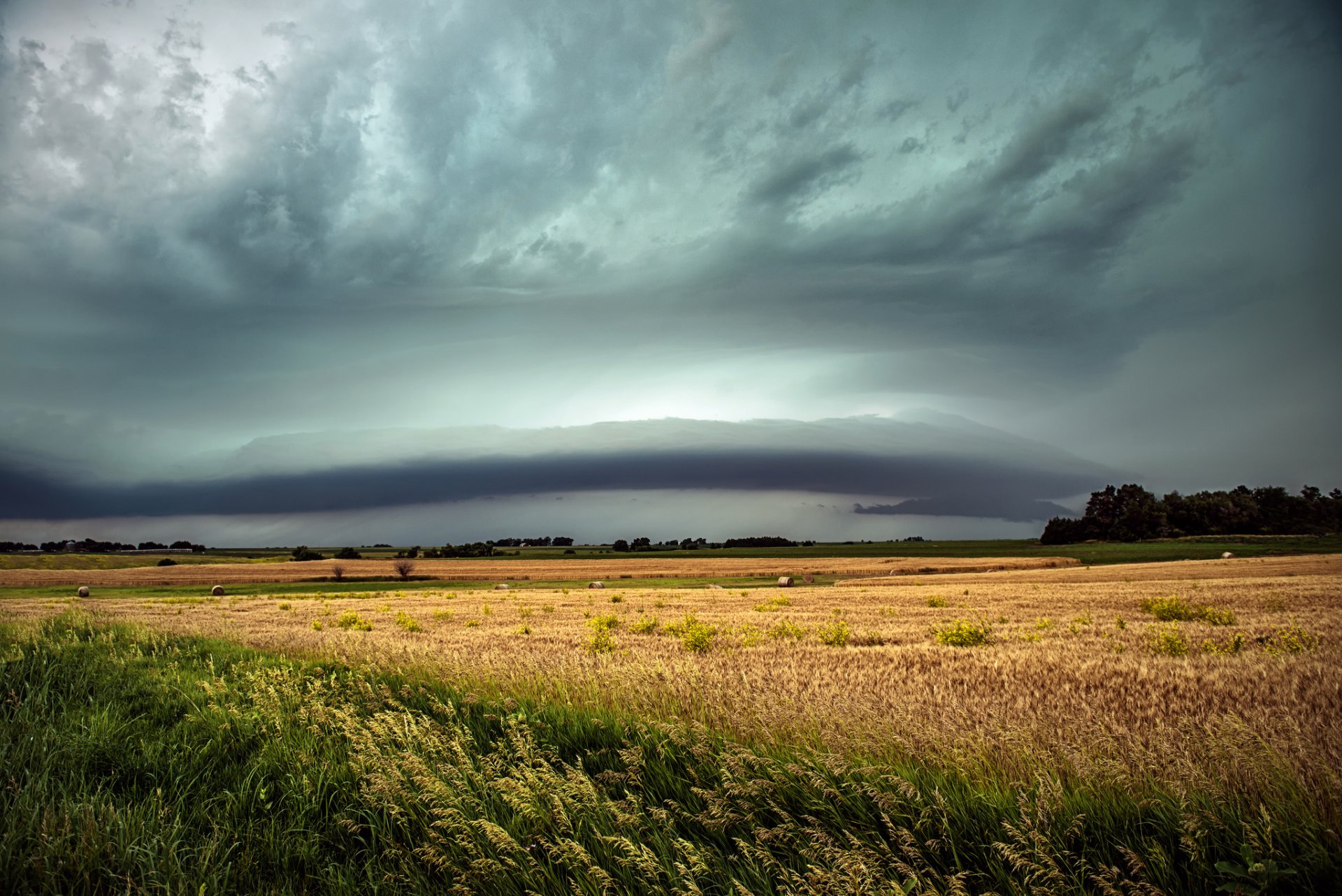 automne champ nuages