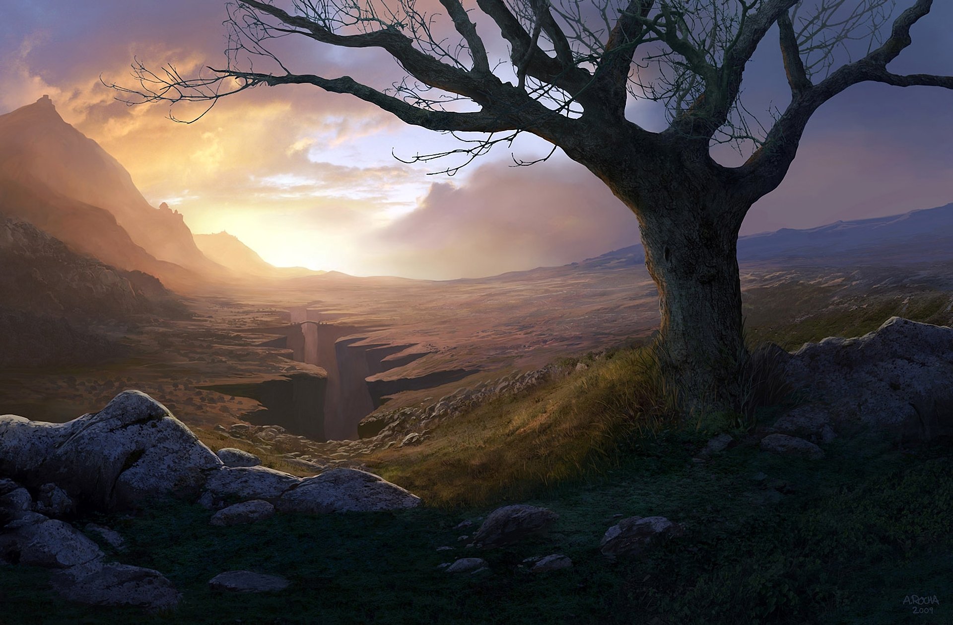 art andreas rocha arbre canyon gorge roches pierres montagnes pont