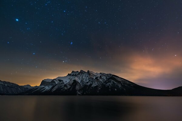 Ciel étoilé au-dessus du lac