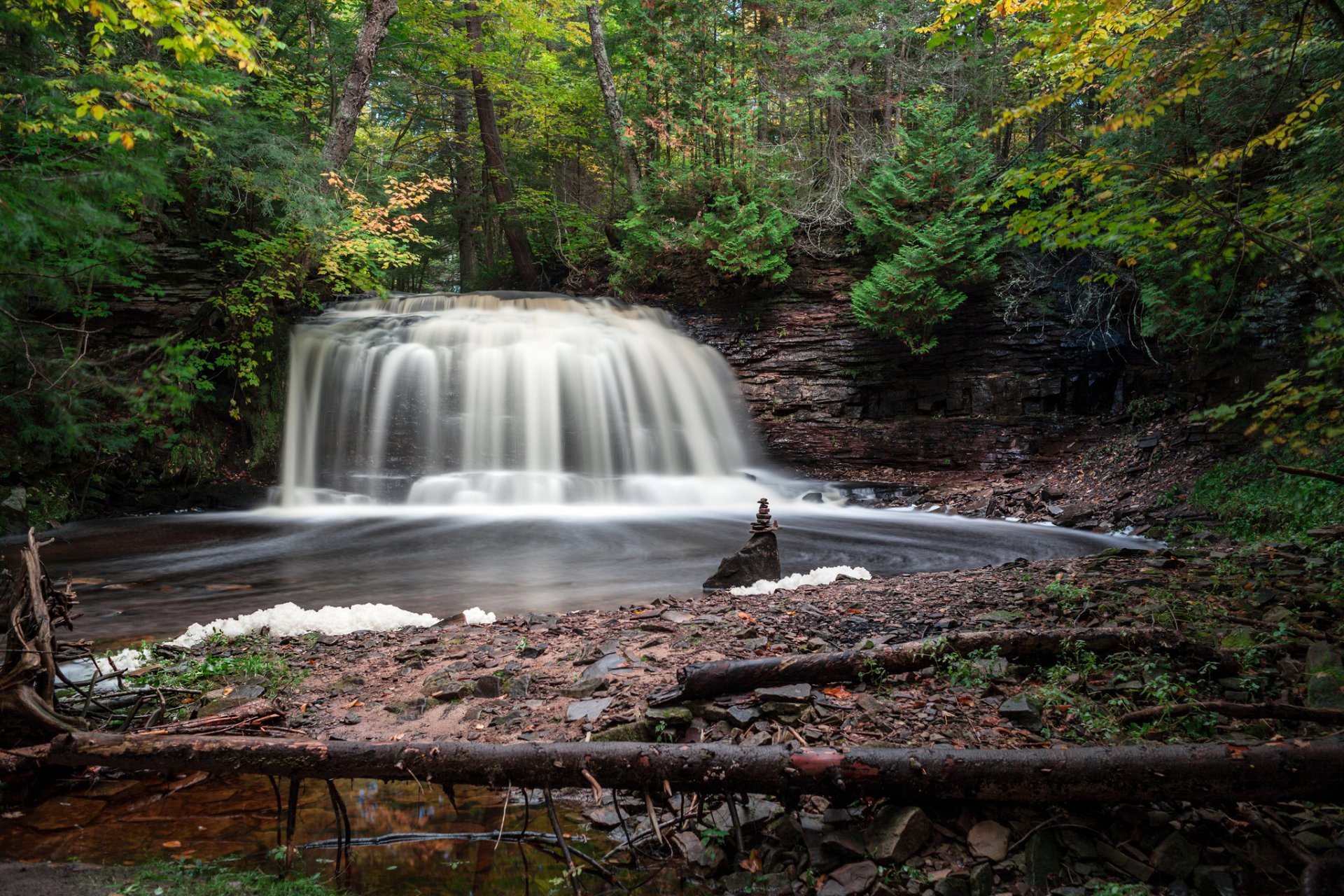 rock river falls cascade forêt rivière