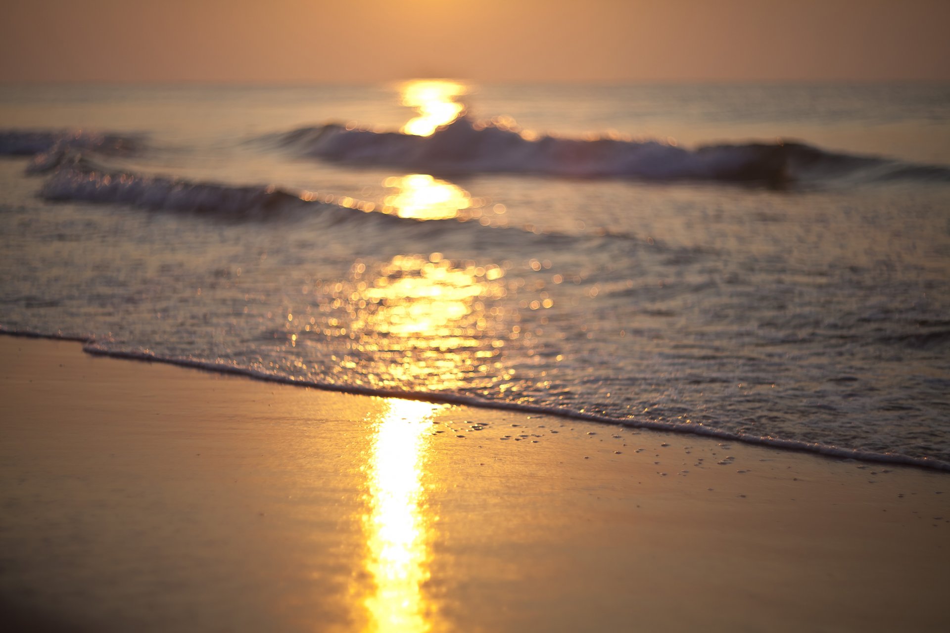aube mer vagues côte plage